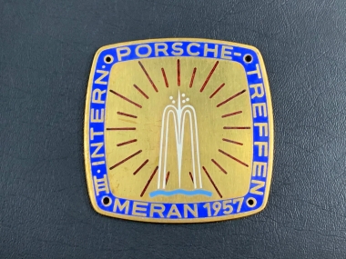 original historical Porsche 3 th. Intern. meeting Meran 1957 badge 