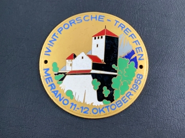 original historical Porsche Intern. meeting Merano 1958 badge 