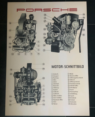 Poster Porsche "Type 356 A engine sectional view" 